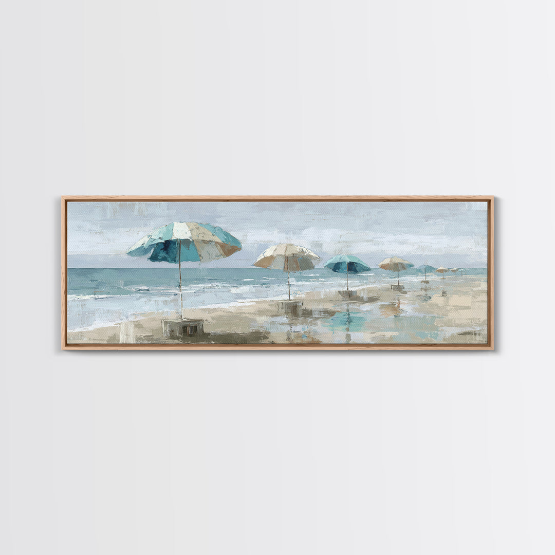 Beach Umbrella Pattern Framed Canvas Print, Beach Art, Wall Art, Coastal Decor, Fine Art, Shore, Abstract Art, Printable Art, BEA-3x1-72
