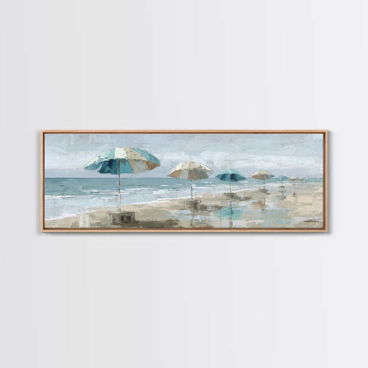 Beach Umbrella Pattern Framed Canvas Print, Beach Art, Wall Art, Coastal Decor, Fine Art, Shore, Abstract Art, Printable Art, BEA-3x1-72
