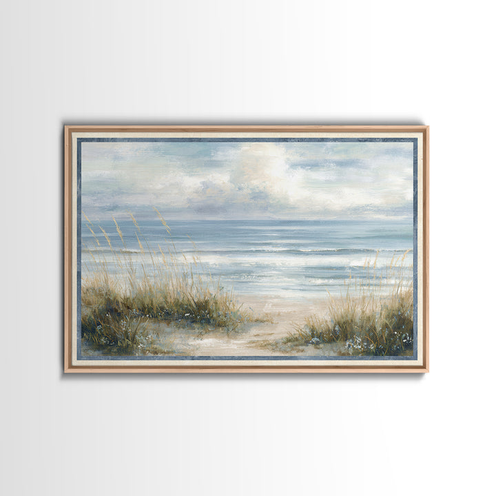 Driftwood and Wildflowers on Sand Canvas Print, Beach Art, Coastal Wall Art, Coastal Decor, Oil Painting, Shore, Fine Art Print, BEA-3x2-98