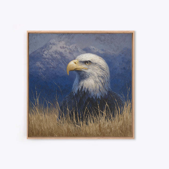 Eagle Portrait with Dramatic Mountain Wind Canvas Print, Bird Art, Printable Art, Living Room Decor, Fine Art, Flight, BIR-1x1-36
