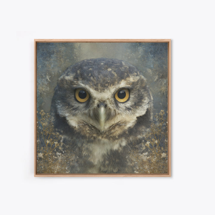 Owl Portrait with Wise Golden Eyes Canvas Print, Bird Art, Room Decor, Living Room Decor, Fine Art, Flight, Digital Print, BIR-1x1-77