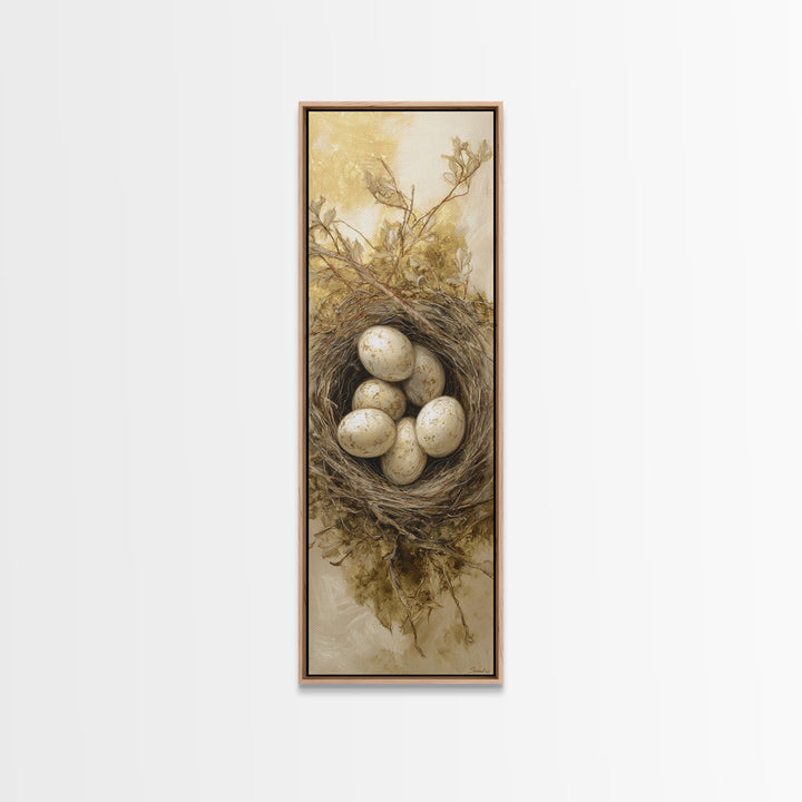 Bird Nest with Eggs and Delicate Twigs Canvas Print, Bird Art, Mcm Decor, Living Room Decor, Fine Art, Flight, Neutral Decor, BIR-1x3-10