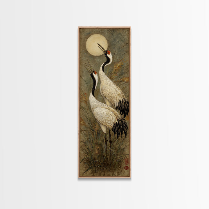 Pair of Cranes Dancing Canvas Print, Bird Art, Gallery Wall, Living Room Decor, Oil Painting, Flight, Gallery Decor, BIR-1x3-63