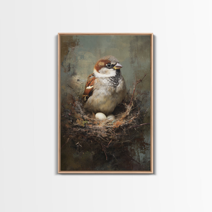 Bird Nest with Eggs and Delicate Twigs Framed Canvas Print, Bird Art, Printable Wall Art, Living Room Decor, Fine Art, Flight, BIR-2x3-78