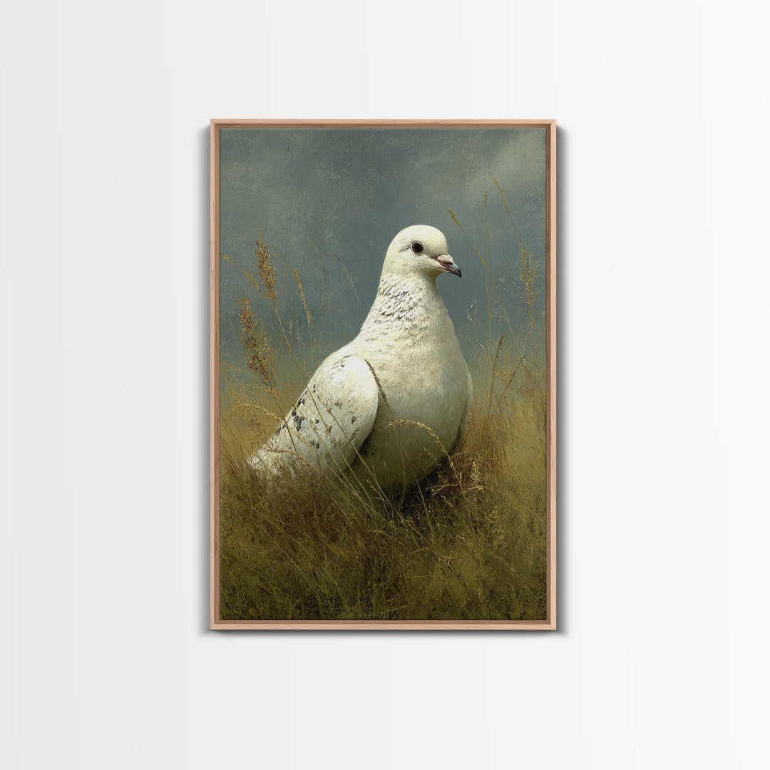 White Dove with Olive Branch and Calm Canvas Print, Bird Art, Printable Art, Living Room Decor, Watercolor Art, Flight, BIR-2x3-96