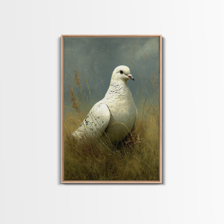 White Dove with Olive Branch and Calm Canvas Print, Bird Art, Printable Art, Living Room Decor, Watercolor Art, Flight, BIR-2x3-96