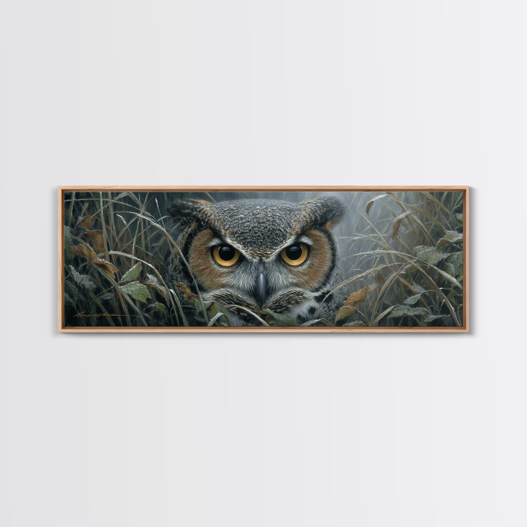 Owl Portrait with Wise Golden Eyes Canvas Print, Bird Art, Gallery Wall, Living Room Decor, Fine Art, Flight, Gallery Decor, BIR-3x1-21
