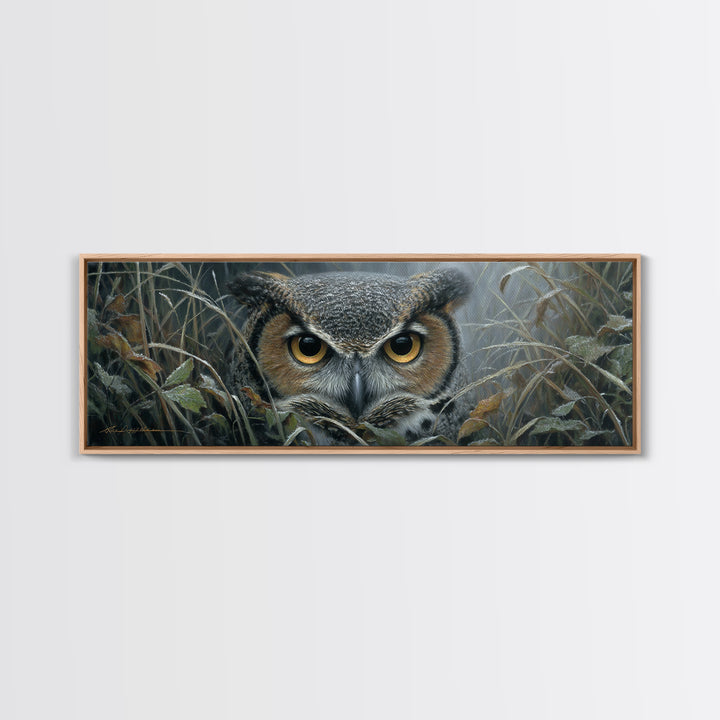 Owl Portrait with Wise Golden Eyes Canvas Print, Bird Art, Gallery Wall, Living Room Decor, Fine Art, Flight, Gallery Decor, BIR-3x1-21