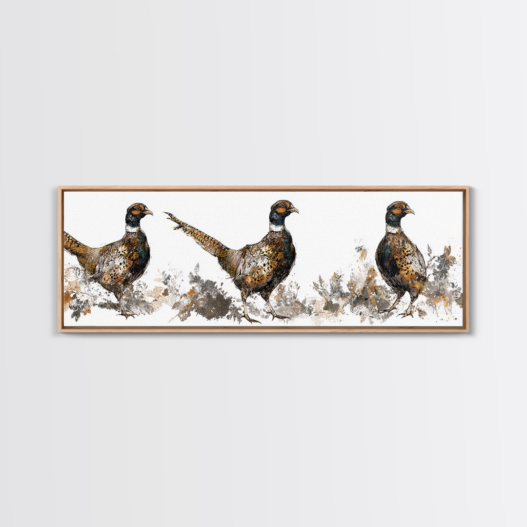 Pheasant with Ornate Feather Details Canvas Print, Bird Art, Art Print, Living Room Decor, Fine Art, Flight, Original Art, BIR-3x1-35