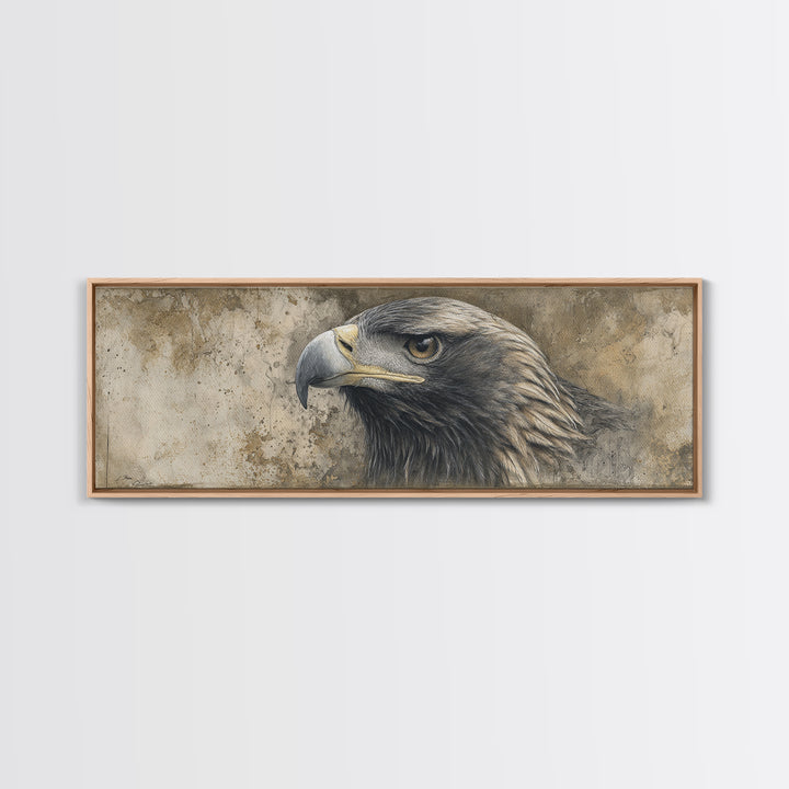 Eagle Portrait with Dramatic Mountain Wind Canvas Print, Bird Art, Digital Download Art, Living Room Decor, Fine Art, Flight, BIR-3x1-4