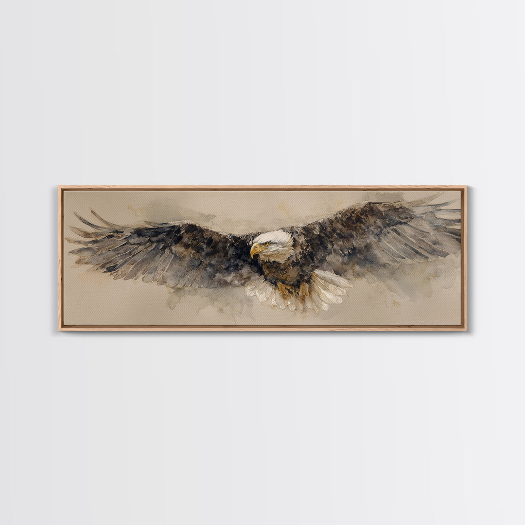 Eagle Portrait with Dramatic Mountain Wind Canvas Print, Bird Art, Home Decor, Living Room Decor, Flight, Modern Wall Art, BIR-3x1-76