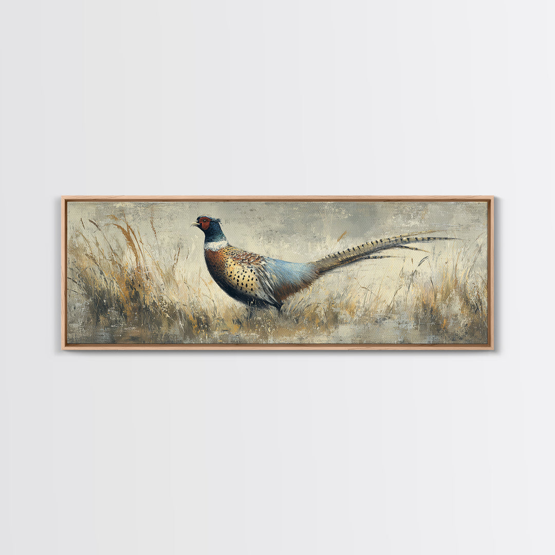Pheasant with Ornate Feather Details Canvas Print, Bird Art, Art Deco, Living Room Decor, Fine Art, Flight, Gallery Wall, BIR-3x1-83