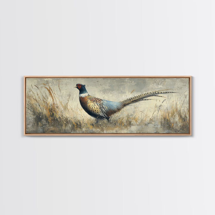 Pheasant with Ornate Feather Details Canvas Print, Bird Art, Art Deco, Living Room Decor, Fine Art, Flight, Gallery Wall, BIR-3x1-83