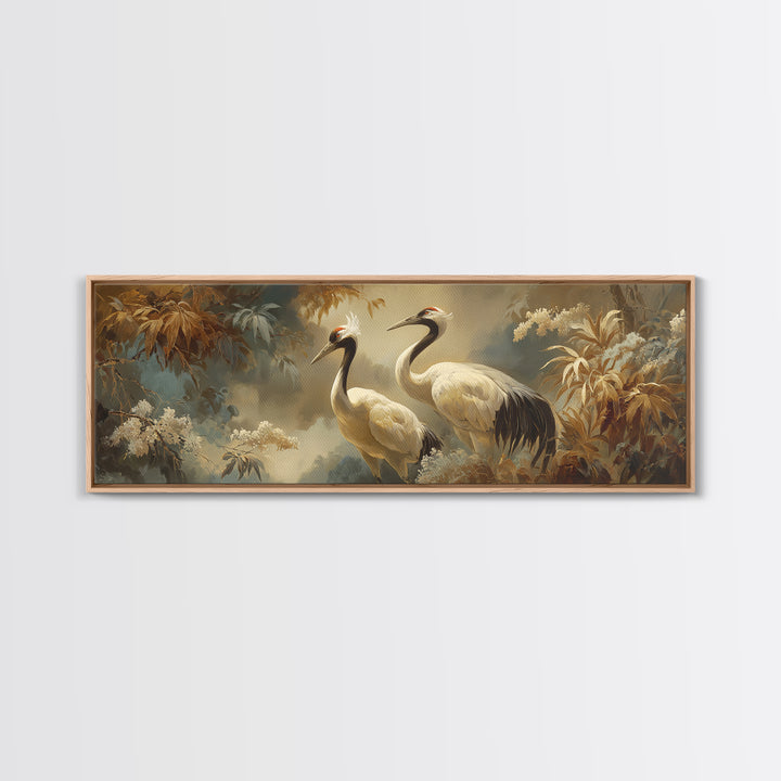 Pair of Cranes Dancing Canvas Print, Bird Art, Room Decor, Living Room Decor, Fine Art, Flight, Digital Print, Printable Art, BIR-3x1-91