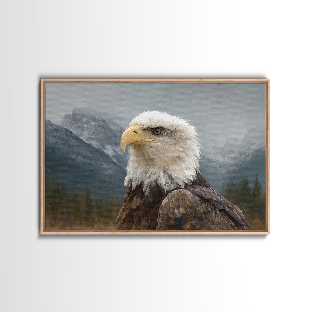 Eagle Portrait with Dramatic Mountain Wind Canvas Print, Bird Art, Modern Wall Art, Living Room Decor, Fine Art, Flight, BIR-3x2-16