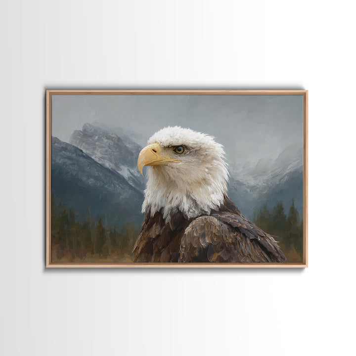 Eagle Portrait with Dramatic Mountain Wind Canvas Print, Bird Art, Modern Wall Art, Living Room Decor, Fine Art, Flight, BIR-3x2-16