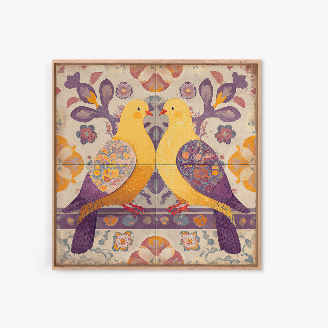 Boho Bird Pair Canvas Print, Boho Art, Art Prints, Living Room Decor, Fine Art, Bohemian, Canvas Art, Printable Art, BOH-1x1-20