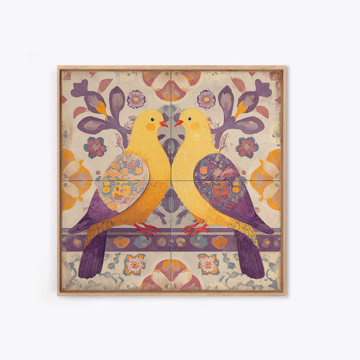 Boho Bird Pair Canvas Print, Boho Art, Art Prints, Living Room Decor, Fine Art, Bohemian, Canvas Art, Printable Art, BOH-1x1-20