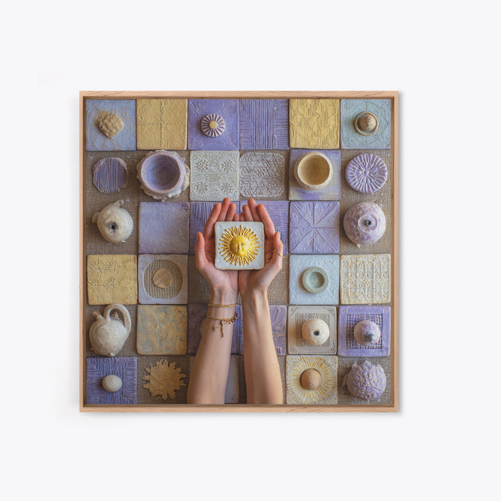 Mystic Hand Holding a Tiny Sun Canvas Print, Boho Art, Modern Decor, Living Room Decor, Oil Painting, Bohemian, Wall Decor, BOH-1x1-30