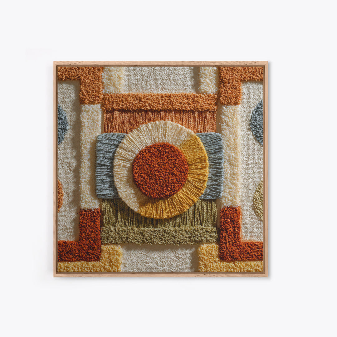 Macrame Geometric Fringe Pattern Canvas Print, Boho Art, Living Room Decor, Abstract Art, Bohemian, Modern Decor, BOH-1x1-31