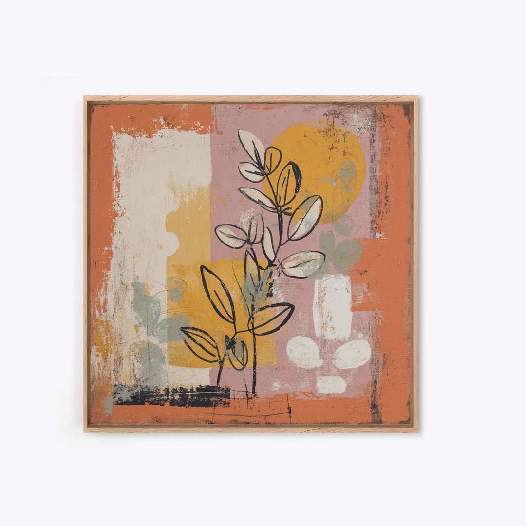 Minimal Black Line Figure Canvas Print, Boho Art, Living Room Decor, Watercolor Art, Bohemian, Abstract Wall Art, BOH-1x1-36