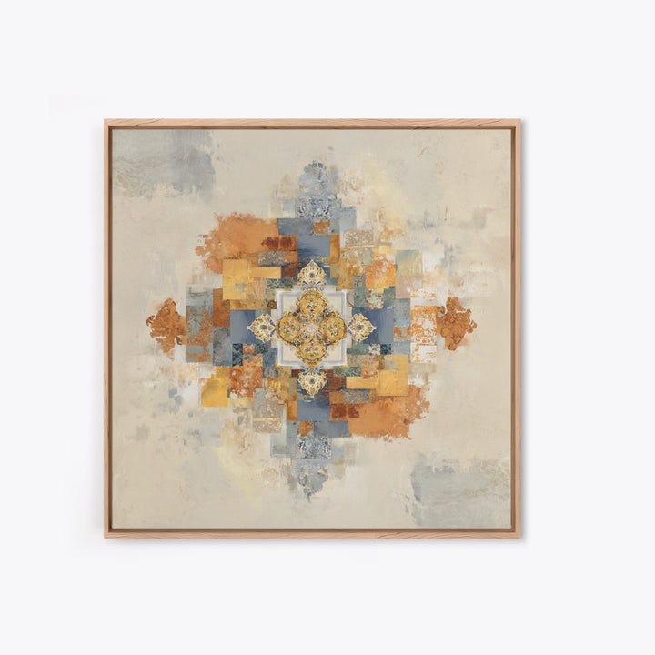 Organic Shape Collage Framed Canvas Print, Boho Art, Prints, Living Room Decor, Fine Art, Bohemian, Abstract Art, Canvas Art, BOH-1x1-48