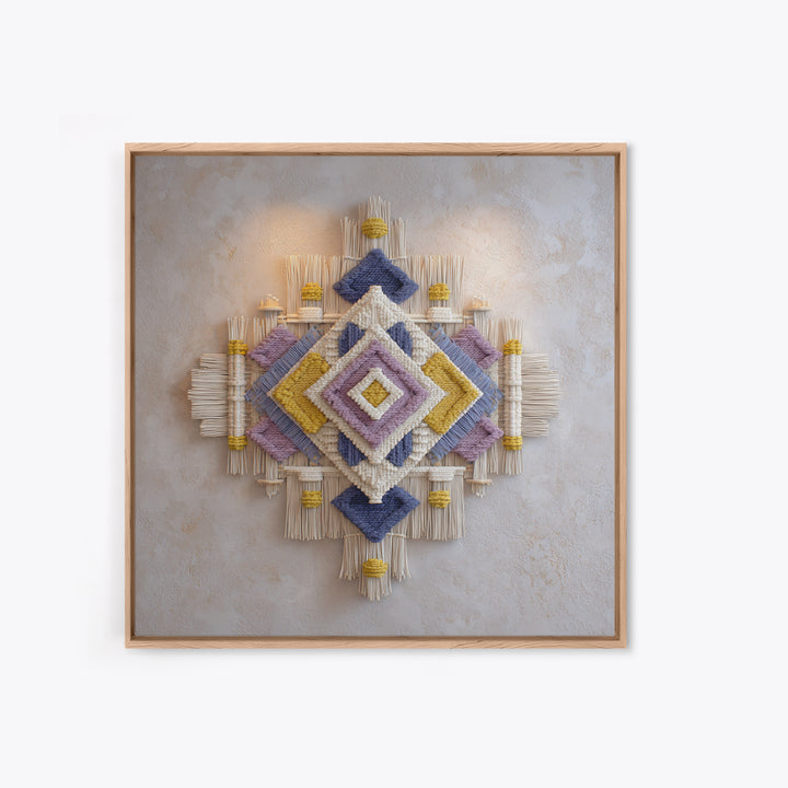 Macrame Geometric Fringe Pattern Canvas Print, Boho Art, Neutral Decor, Living Room Decor, Abstract Art, Bohemian, Wall Decor, BOH-1x1-55