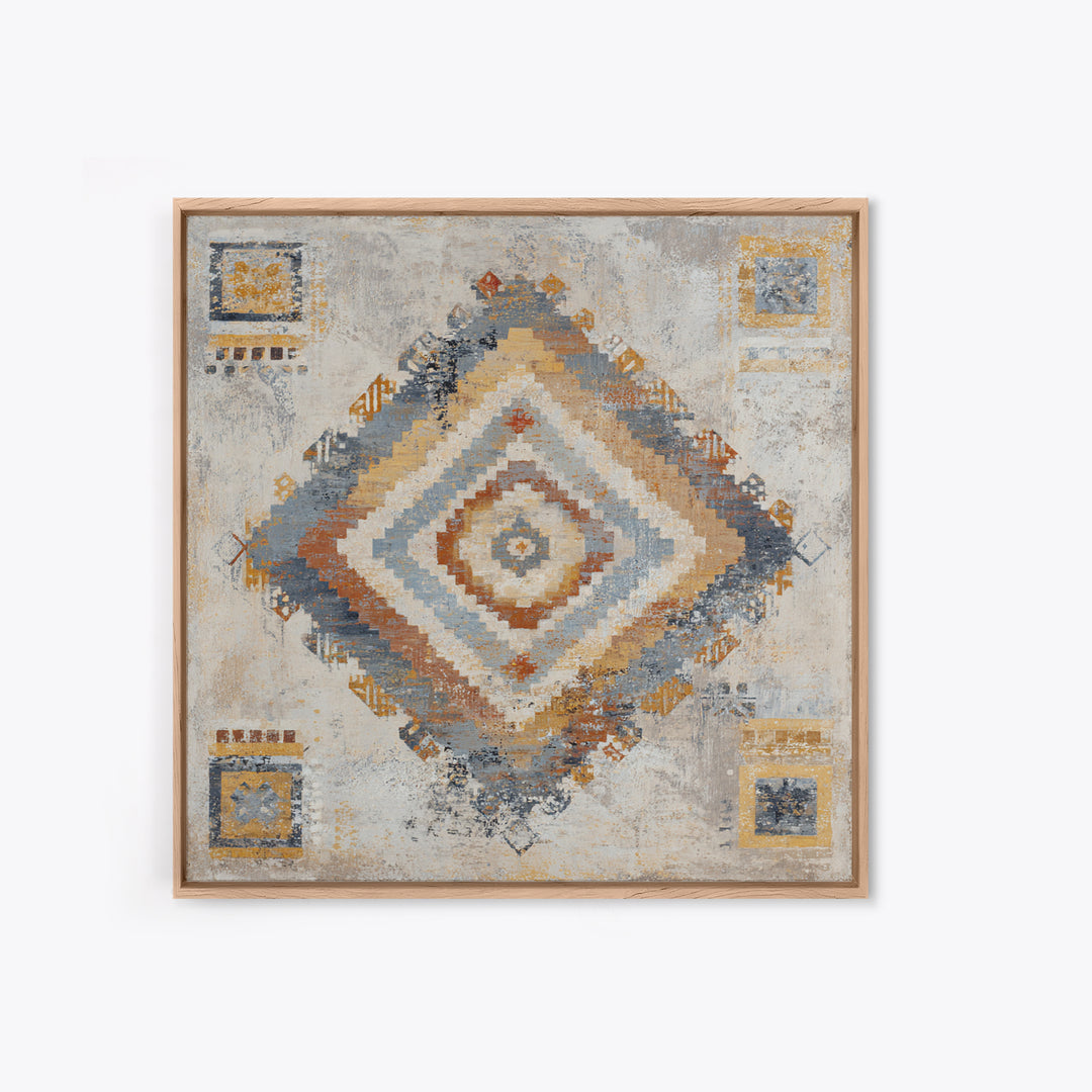 Tribal Neutral Pattern Framed Canvas Print, Boho Art, Statement Artwork, Living Room Decor, Fine Art, Bohemian, Art Prints, BOH-1x1-62