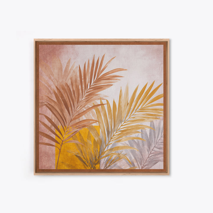 Terracotta Palm Leaves Canvas Print, Boho Art, Printable Wall Art, Living Room Decor, Fine Art, Bohemian, Abstract Wall Art, BOH-1x1-77