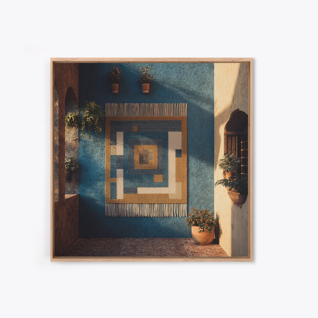 Macrame Geometric Fringe Pattern Framed Canvas Print, Boho Art, Room Decor, Living Room Decor, Fine Art, Bohemian, Printable, BOH-1x1-79