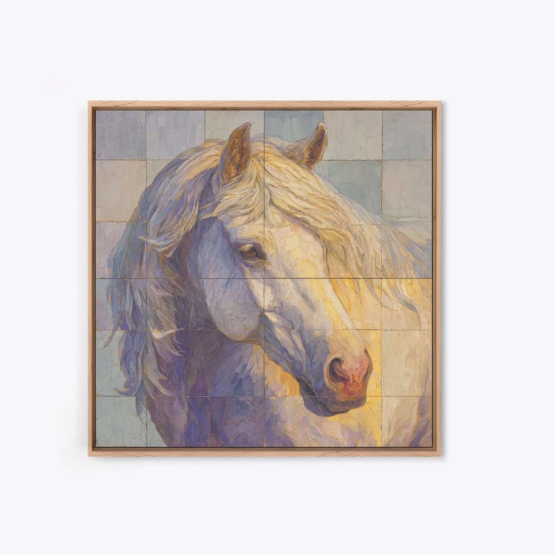 Wild Horse in Dusty Golden Light Framed Canvas Print, Boho Art, Printable, Living Room Decor, Bohemian, Abstract Wall Art, BOH-1x1-8