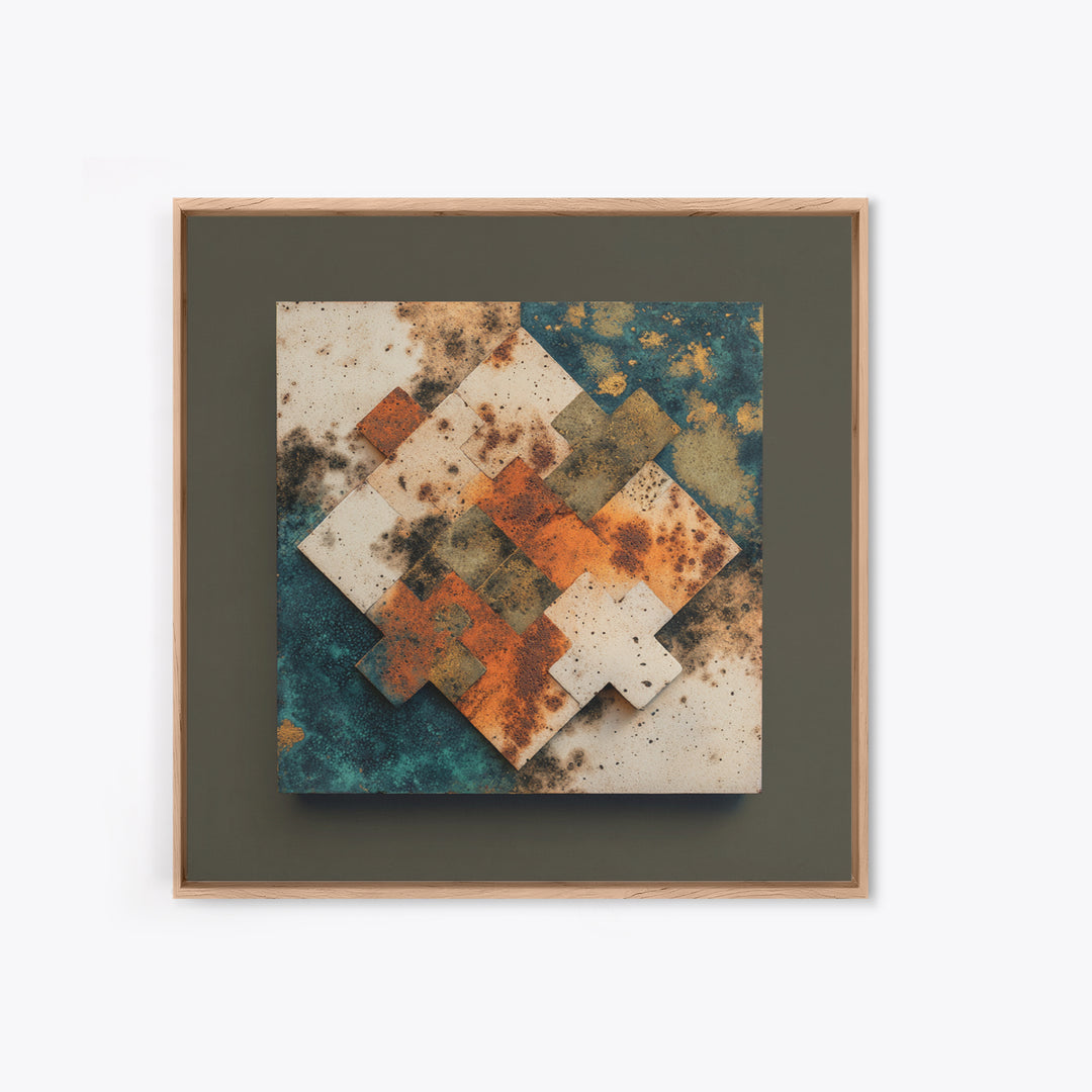 Abstract Clay Shapes Framed Canvas Print, Boho Art, Wall Art, Living Room Decor, Fine Art, Bohemian, Art Deco, Artwork, BOH-1x1-88