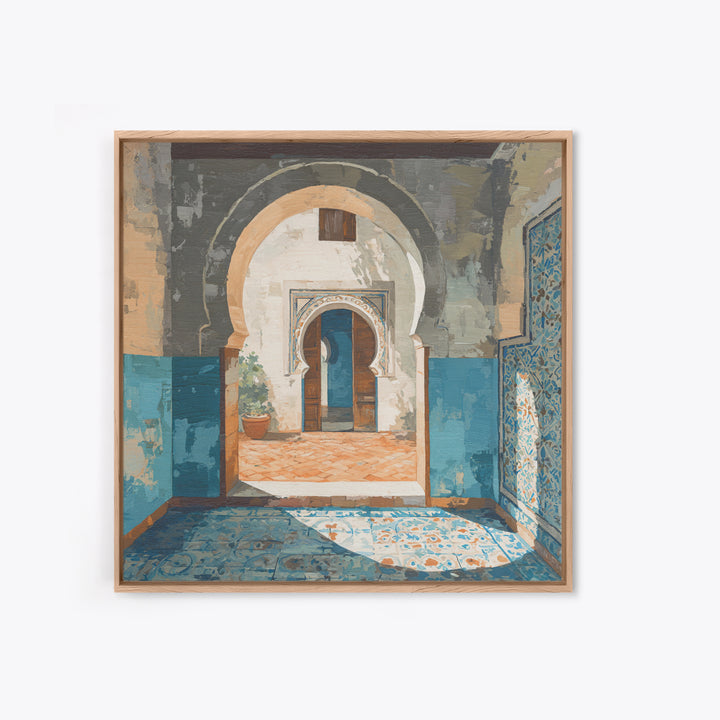 Hand Painted Moroccan Arch Canvas Print, Boho Art, Minimalist Decor, Living Room Decor, Fine Art, Bohemian, Digital Wall Art, BOH-1x1-91