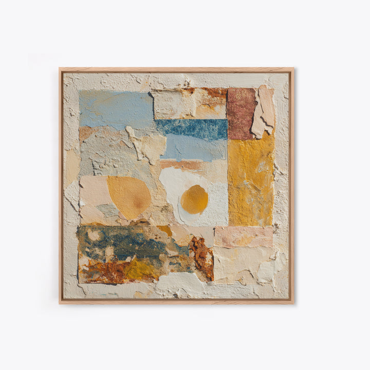 Organic Shape Collage Framed Canvas Print, Boho Art, Printable, Living Room Decor, Abstract Art, Bohemian, Abstract Wall Art, BOH-1x1-96