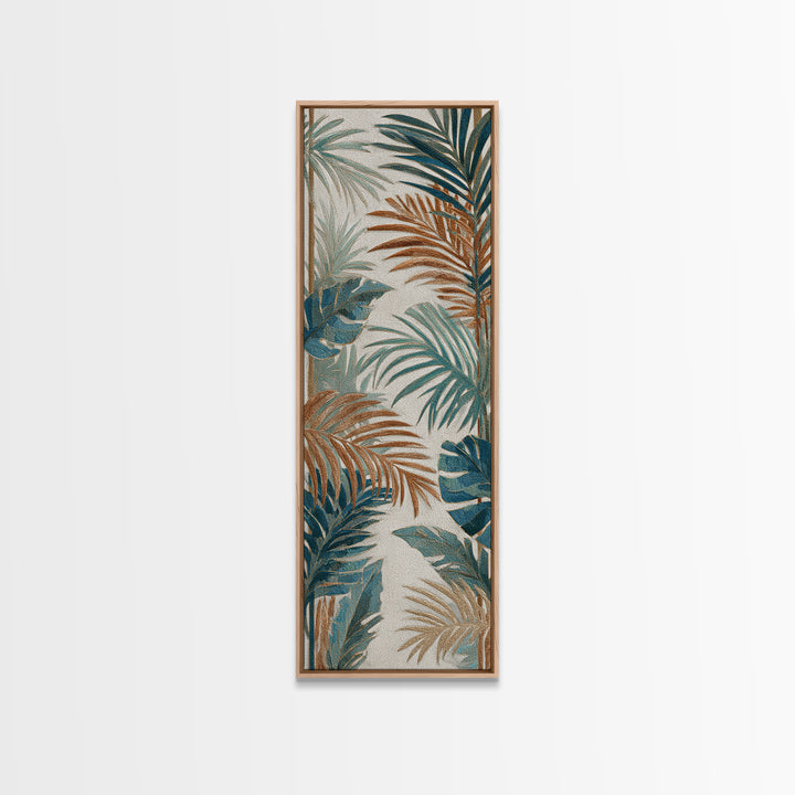 Terracotta Palm Leaves Canvas Print, Boho Art, Printable Wall Art, Living Room Decor, Fine Art, Bohemian, Abstract Wall Art, BOH-1x3-17