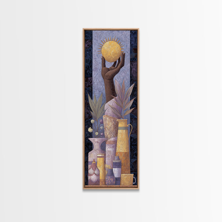 Mystic Hand Holding a Tiny Sun Canvas Print, Boho Art, Luxury Decor, Living Room Decor, Fine Art, Bohemian, Digital Art, BOH-1x3-18