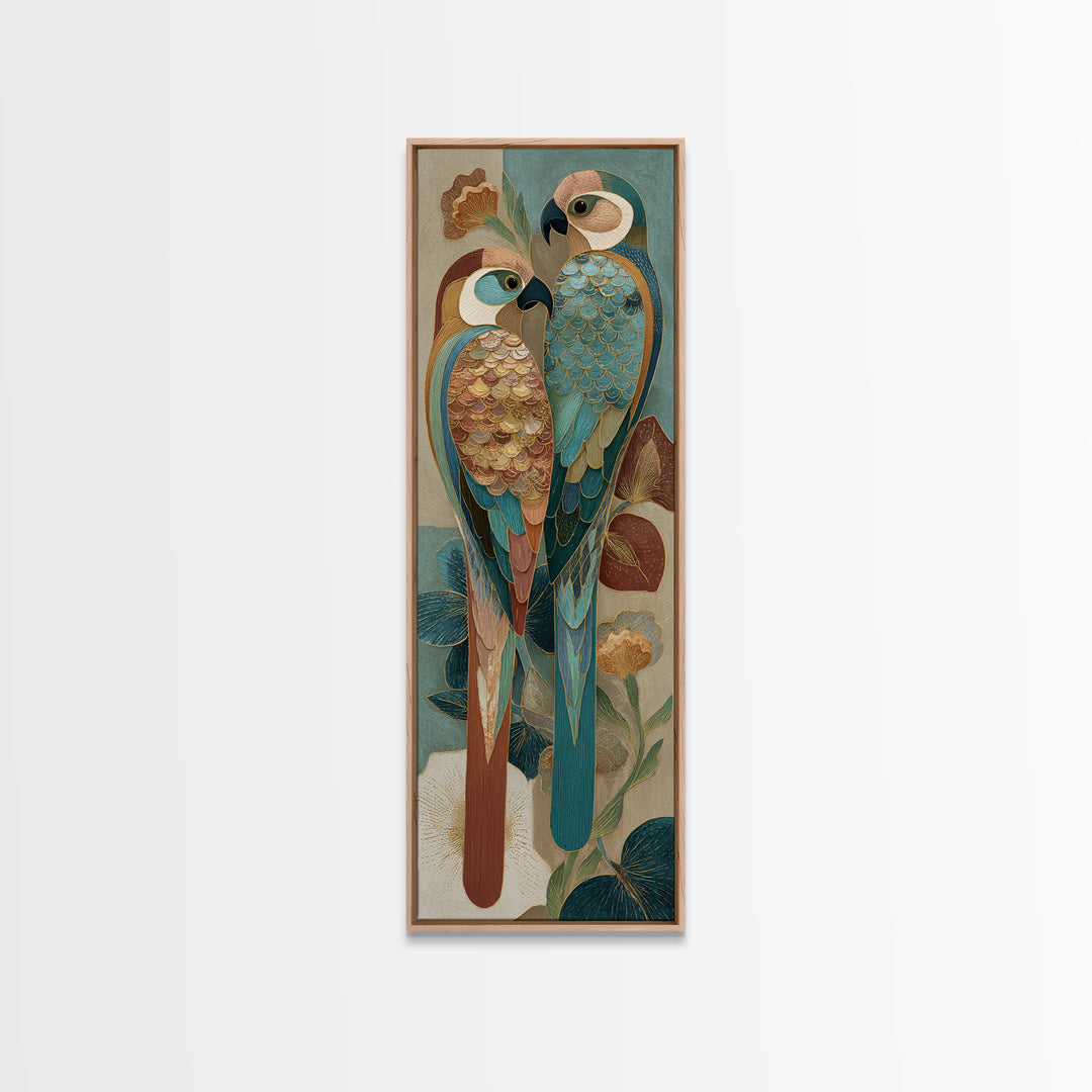 Boho Bird Pair Canvas Print, Boho Art, Artwork, Living Room Decor, Fine Art, Bohemian, Boho Decor, Living Room Wall Art, BOH-1x3-32