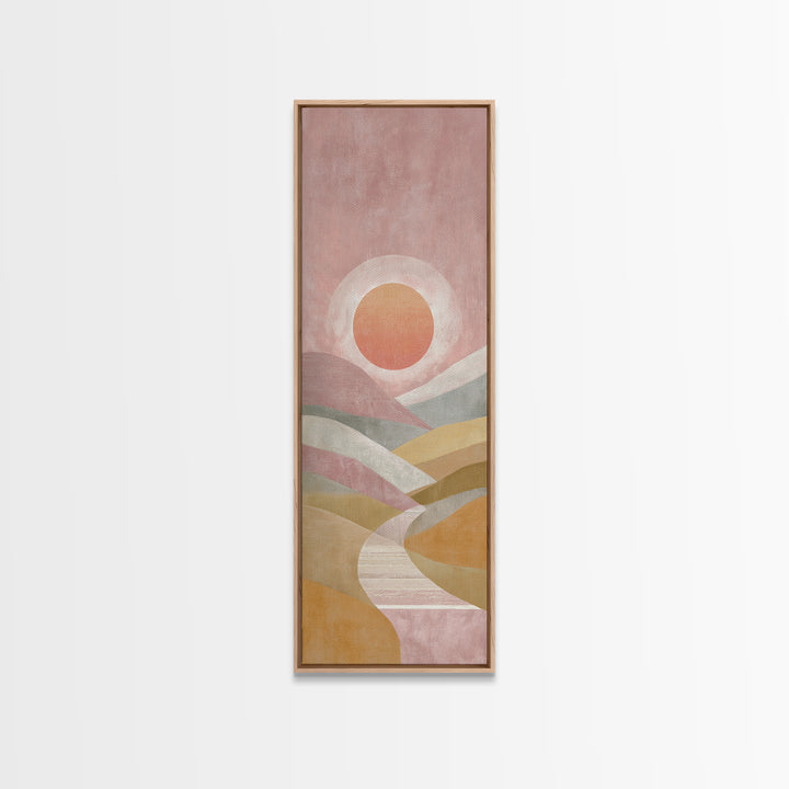 Sunrise over Rolling Dunes in Muted Peach Canvas Print, Boho Art, Wall Art Print, Living Room Decor, Fine Art, Bohemian, BOH-1x3-33