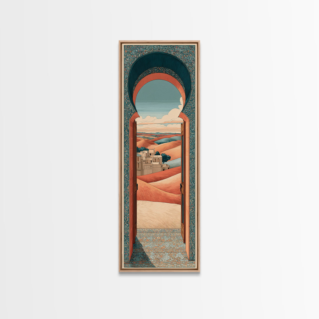 Sunrise over Rolling Dunes in Muted Peach Canvas Print, Boho Art, Art Prints, Living Room Decor, Abstract Art, Bohemian, BOH-1x3-57