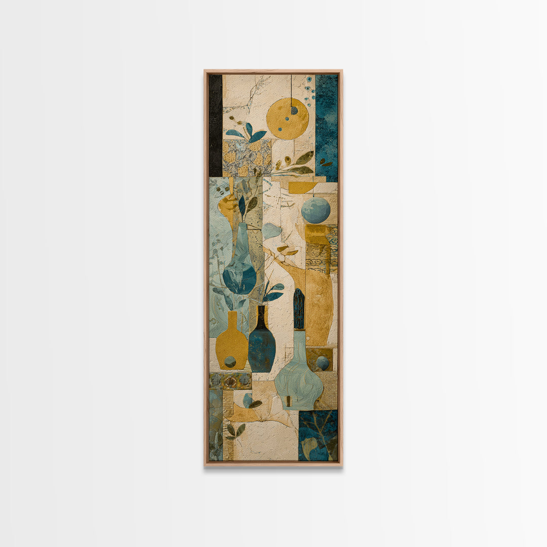 Organic Shape Collage Canvas Print, Boho Art, Living Room Decor, Bohemian, Modern Decor, Fine Art Print, Statement Artwork, BOH-1x3-60