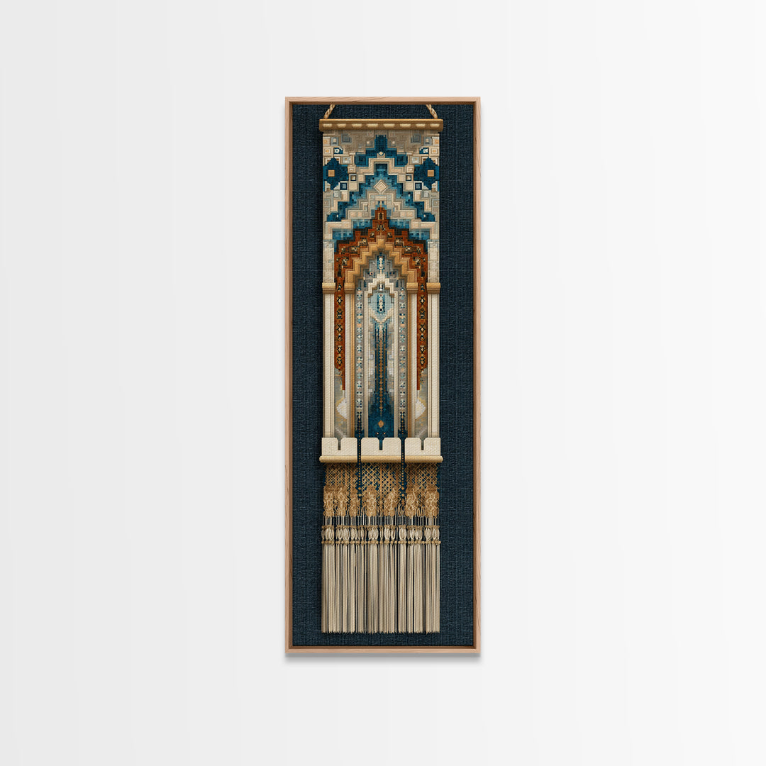 Macrame Geometric Fringe Pattern Canvas Print, Boho Art, Minimalist Decor, Living Room Decor, Abstract Art, Bohemian, BOH-1x3-67