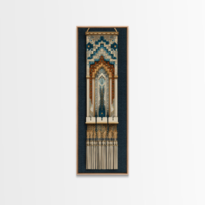 Macrame Geometric Fringe Pattern Canvas Print, Boho Art, Minimalist Decor, Living Room Decor, Abstract Art, Bohemian, BOH-1x3-67