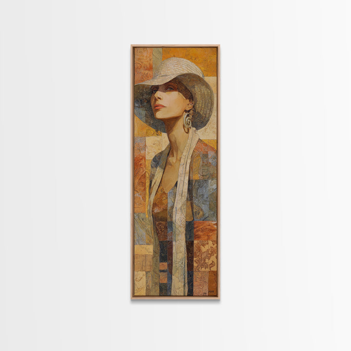 Desert Woman Portrait Framed Canvas Print, Boho Art, Wall Art, Living Room Decor, Fine Art, Bohemian, Art Deco, Artwork, BOH-1x3-75