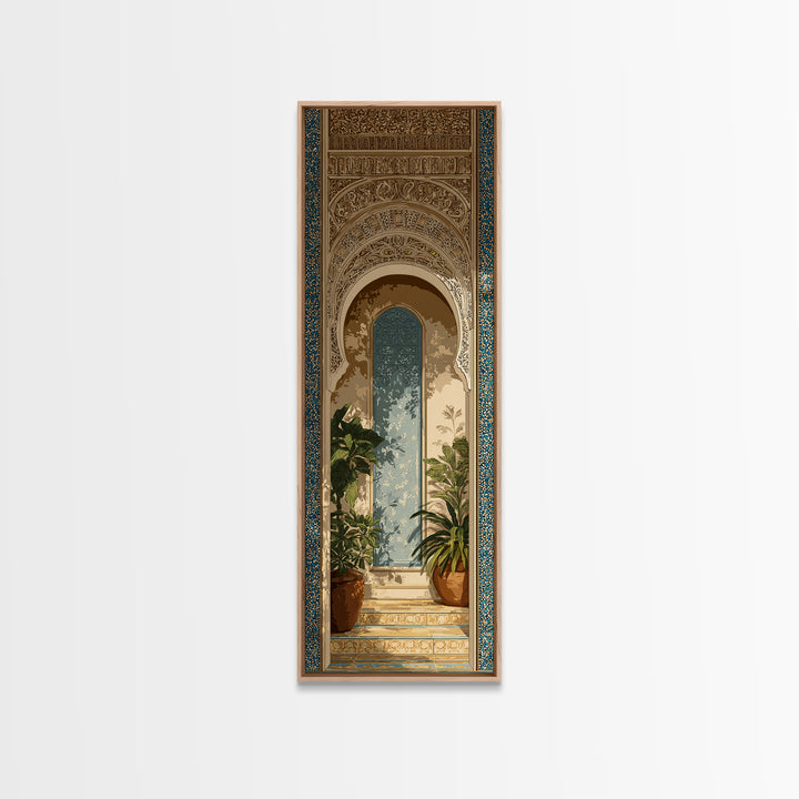 Hand Painted Moroccan Arch Framed Canvas Print, Boho Art, Room Decor, Living Room Decor, Fine Art, Bohemian, Printable, BOH-1x3-79