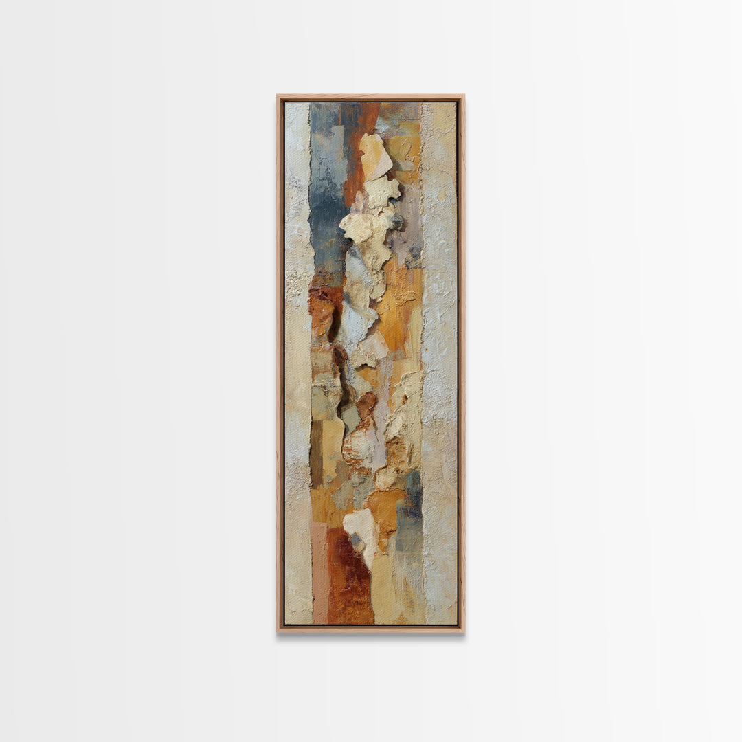 Organic Shape Collage Framed Canvas Print, Boho Art, Boho Decor, Living Room Decor, Fine Art, Bohemian, Textured Painting, BOH-1x3-84