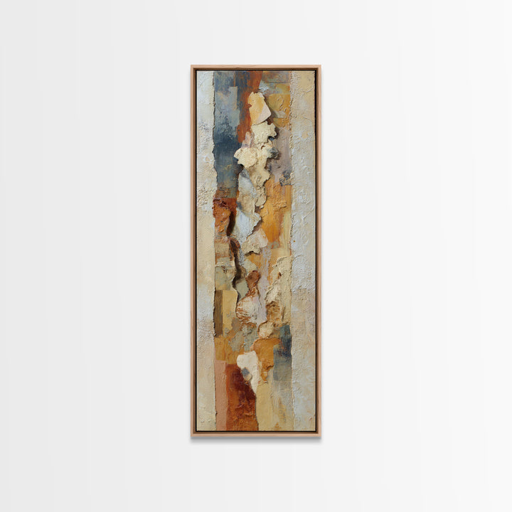 Organic Shape Collage Framed Canvas Print, Boho Art, Boho Decor, Living Room Decor, Fine Art, Bohemian, Textured Painting, BOH-1x3-84