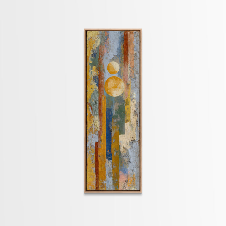 Sun and Moon Celestial Folk Motif Canvas Print, Boho Art, Home Decor, Living Room Decor, Fine Art, Bohemian, Artwork, BOH-1x3-94
