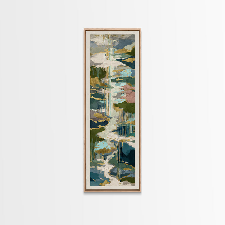 Earth Tone Mountain and River Abstraction Canvas Print, Boho Art, Art Prints, Living Room Decor, Oil Painting, Bohemian, BOH-1x3-95