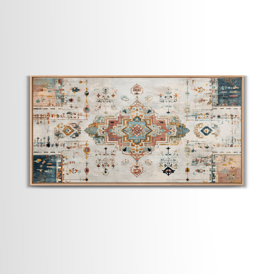 Tribal Neutral Pattern Framed Canvas Print, Boho Art, Prints, Living Room Decor, Fine Art, Bohemian, Abstract Art, Canvas Art, BOH-2x1-10