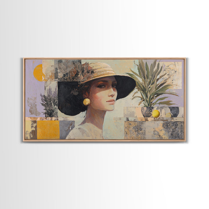 Desert Woman Portrait Framed Canvas Print, Boho Art, Boho Wall Art, Living Room Decor, Fine Art, Bohemian, Statement Artwork, BOH-2x1-11
